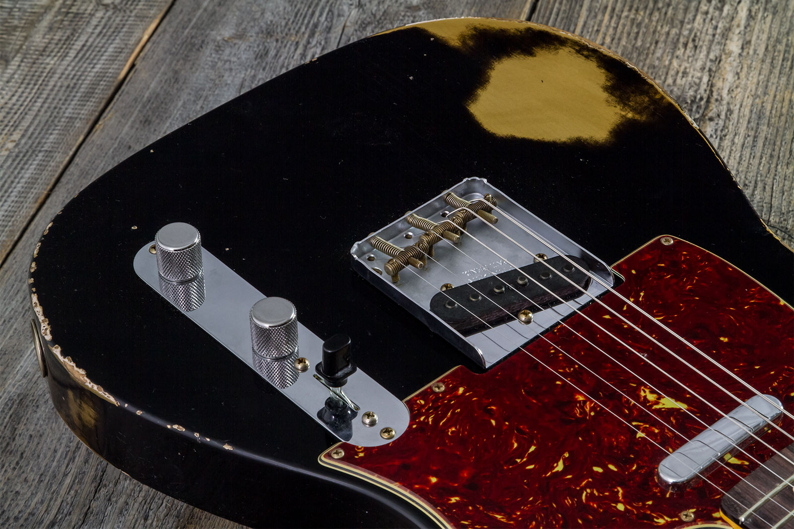 Fender Custom Shop Tele 1963 2s Ht Rw #r143447 - Black Over Hle Gold - Tel shape electric guitar - Variation 3
