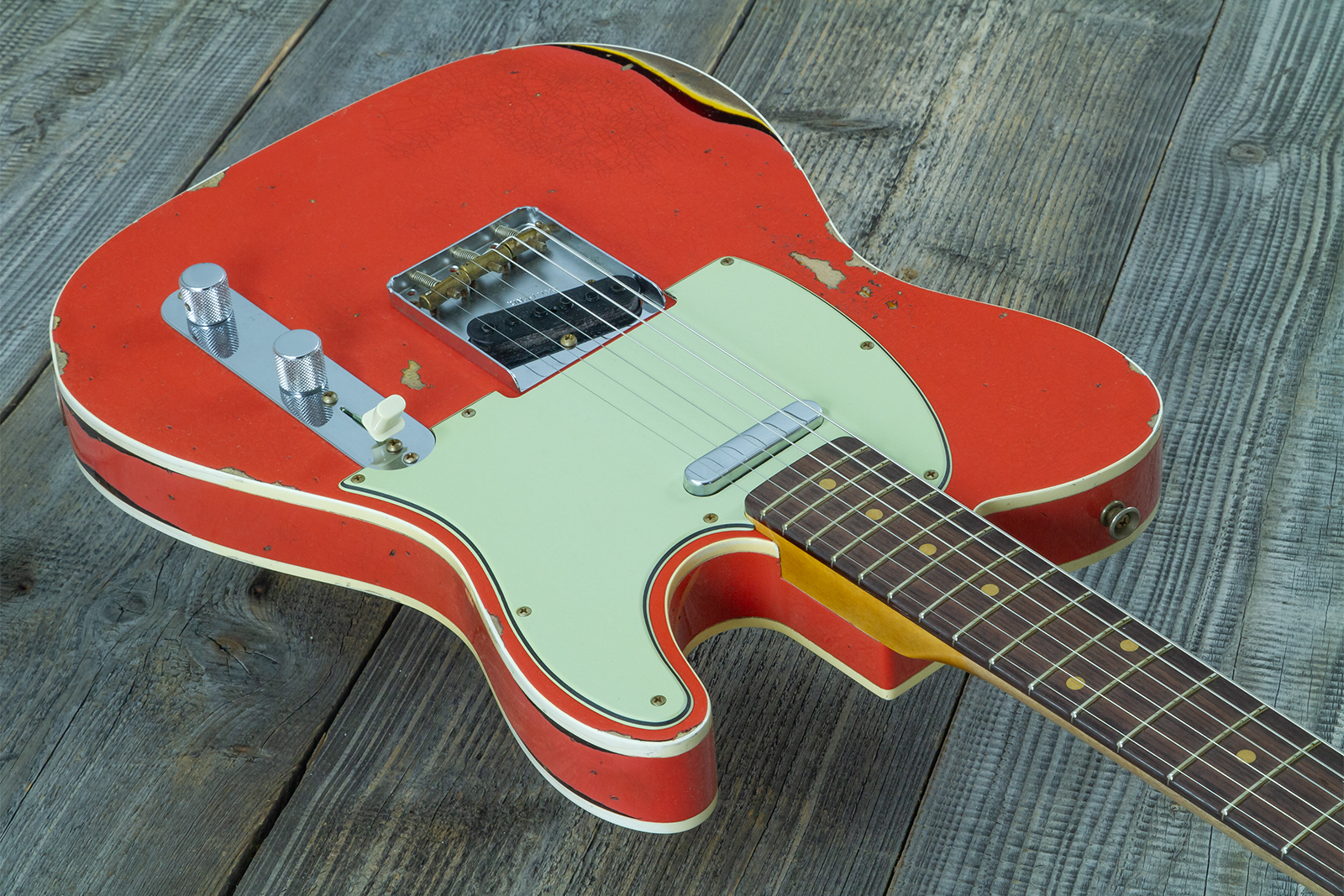 Fender Custom Shop Tele Custom 1960 2s Ht Rw #cz579562 - Heavy Relic Tahitian Coral O. 3-color Sunburst - Tel shape electric guitar - Variation 3