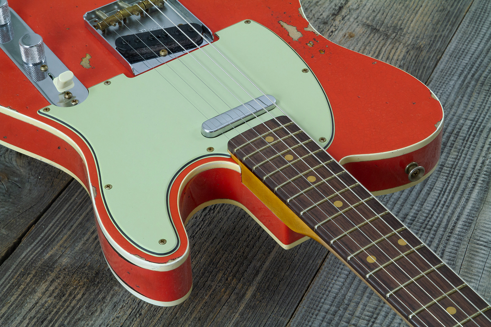 Fender Custom Shop Tele Custom 1960 2s Ht Rw #cz579562 - Heavy Relic Tahitian Coral O. 3-color Sunburst - Tel shape electric guitar - Variation 6