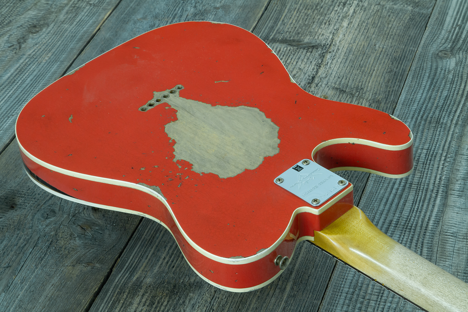 Fender Custom Shop Tele Custom 1960 2s Ht Rw #cz579562 - Heavy Relic Tahitian Coral O. 3-color Sunburst - Tel shape electric guitar - Variation 9