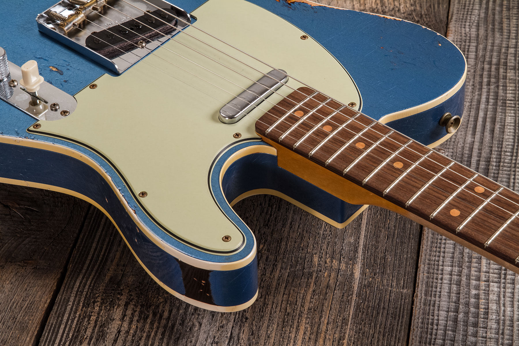 Fender Custom Shop Tele Custom 1960 2s Ht Rw #cz579606 - Heavy Relic Lake Placid Blue O. 3-color Sunburst - Tel shape electric guitar - Variation 4