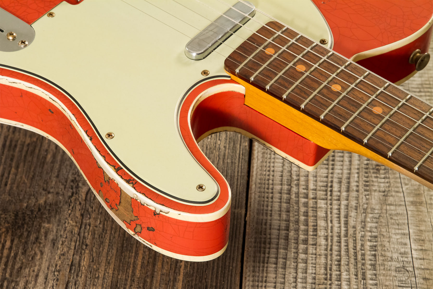 Fender Custom Shop Tele Custom 1960 2s Ht Rw - Heavy Relic Tahitian Coral O. 3-color Sunburst - Tel shape electric guitar - Variation 5