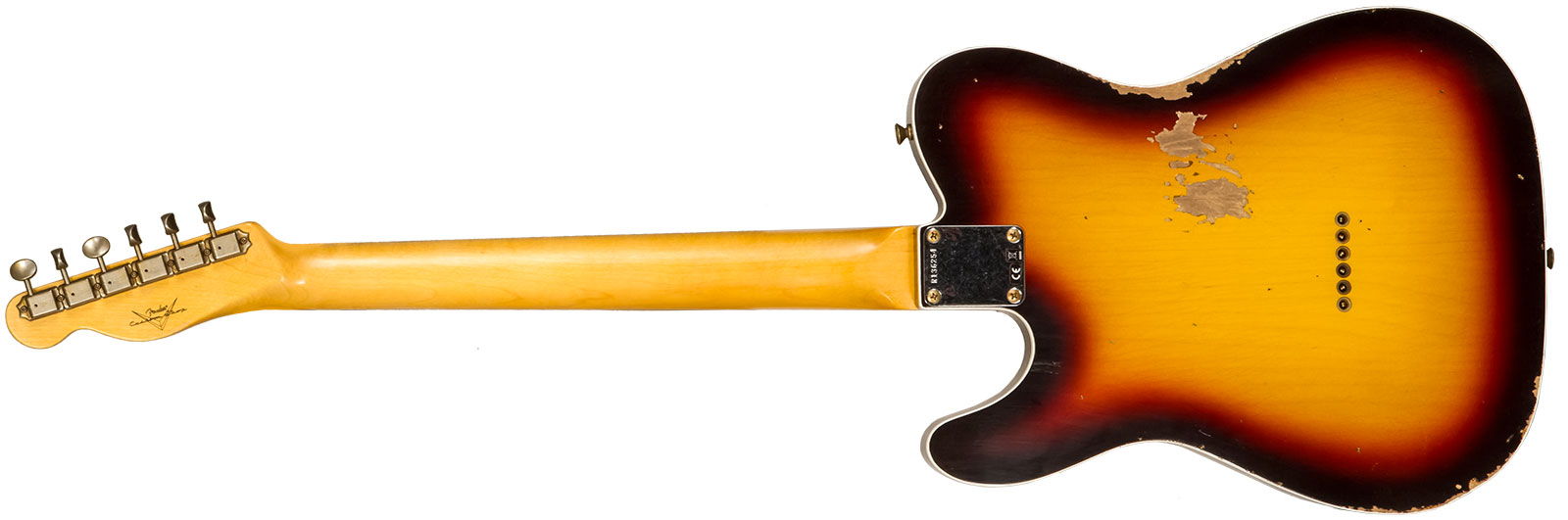 Fender Custom Shop Tele Custom 1960 2s Ht Rw #r136254 - Relic Chocolate 3-color Sunburst - Tel shape electric guitar - Variation 1