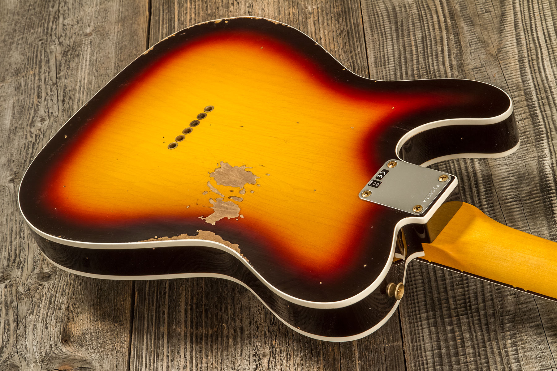 Fender Custom Shop Tele Custom 1960 2s Ht Rw #r136254 - Relic Chocolate 3-color Sunburst - Tel shape electric guitar - Variation 5