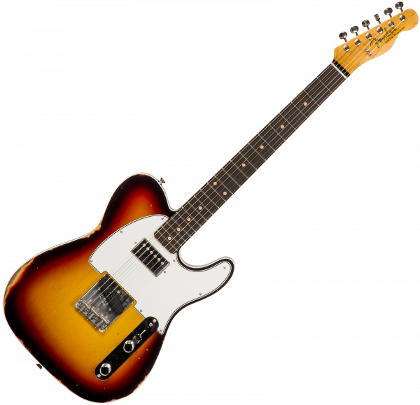 Solid body electric guitar Fender Custom Shop 1960 Telecaster Custom HS #R115612 - Closet classic relic 3-color sunburst