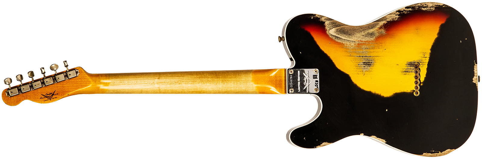Fender Custom Shop Tele Custom 1960 Sh Ltd Hs Ht Rw #cz549784 - Heavy Relic Black Over 3-color Sunburst - Tel shape electric guitar - Variation 1