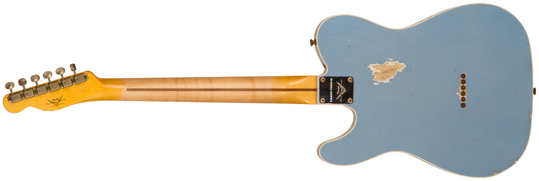 Fender Custom Shop Tele Custom Tomatillo 2s Ht Mn #r110879 - Relic Lake Placid Blue - Tel shape electric guitar - Variation 1