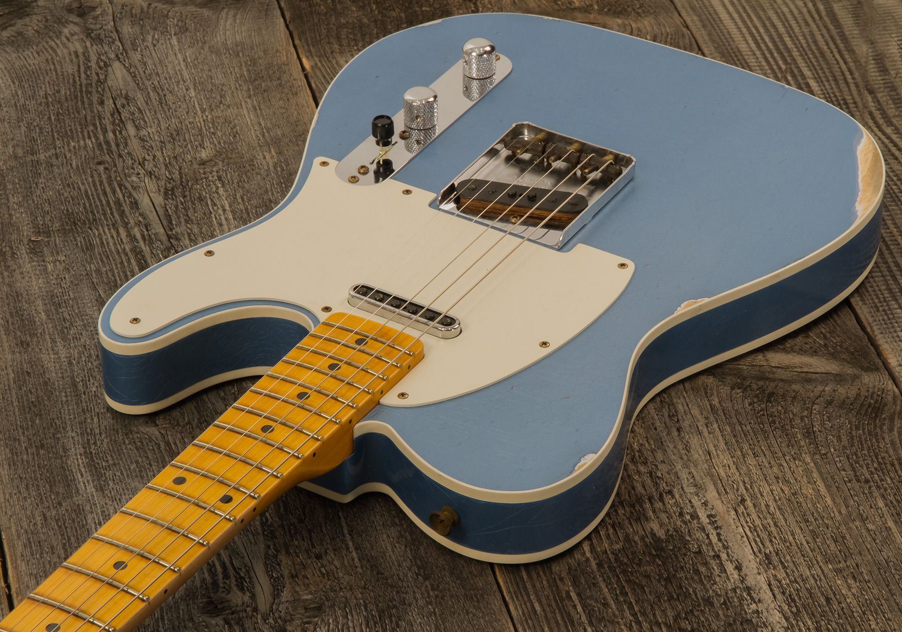 Fender Custom Shop Tele Custom Tomatillo 2s Ht Mn #r110879 - Relic Lake Placid Blue - Tel shape electric guitar - Variation 2