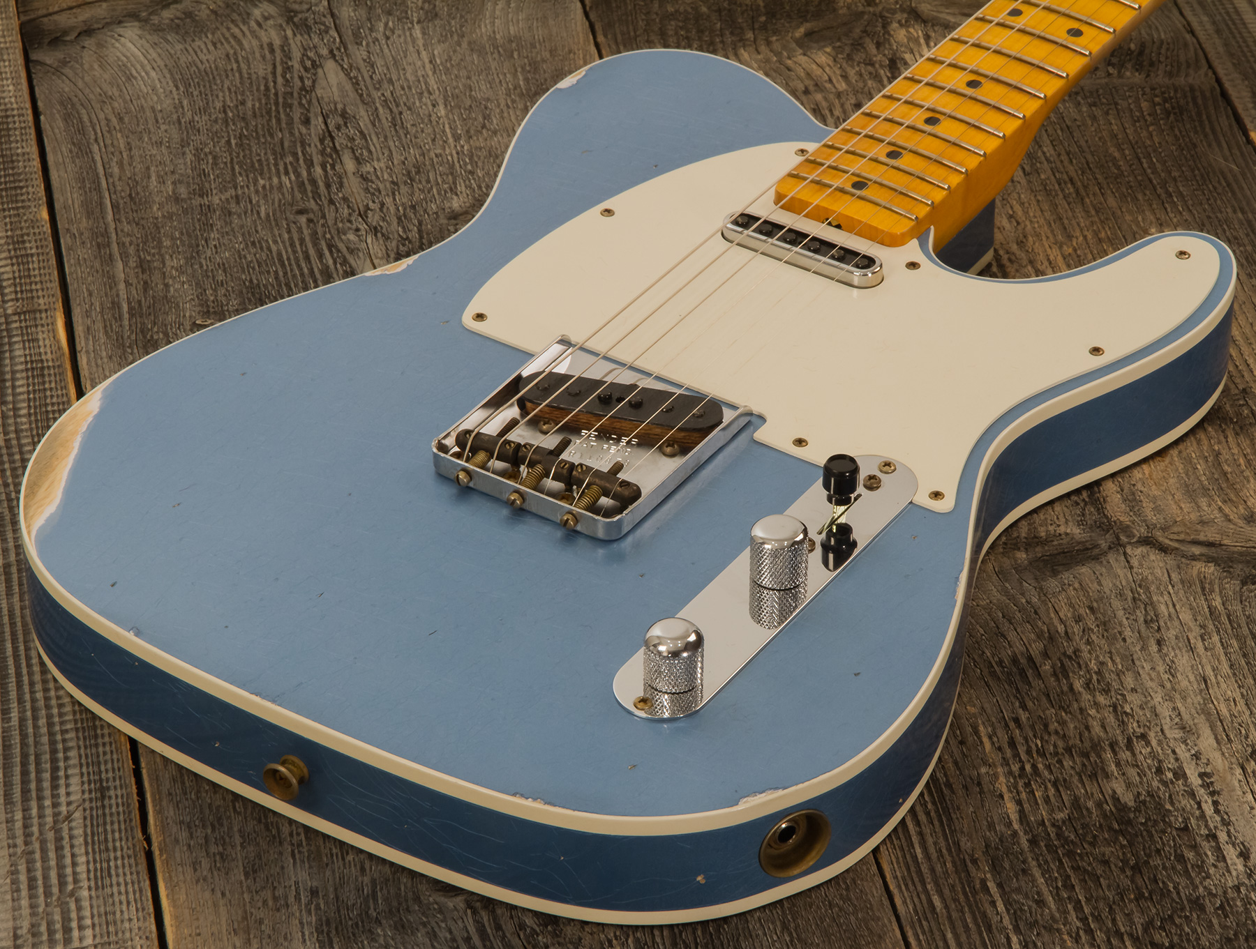 Fender Custom Shop Tele Custom Tomatillo 2s Ht Mn #r110879 - Relic Lake Placid Blue - Tel shape electric guitar - Variation 3