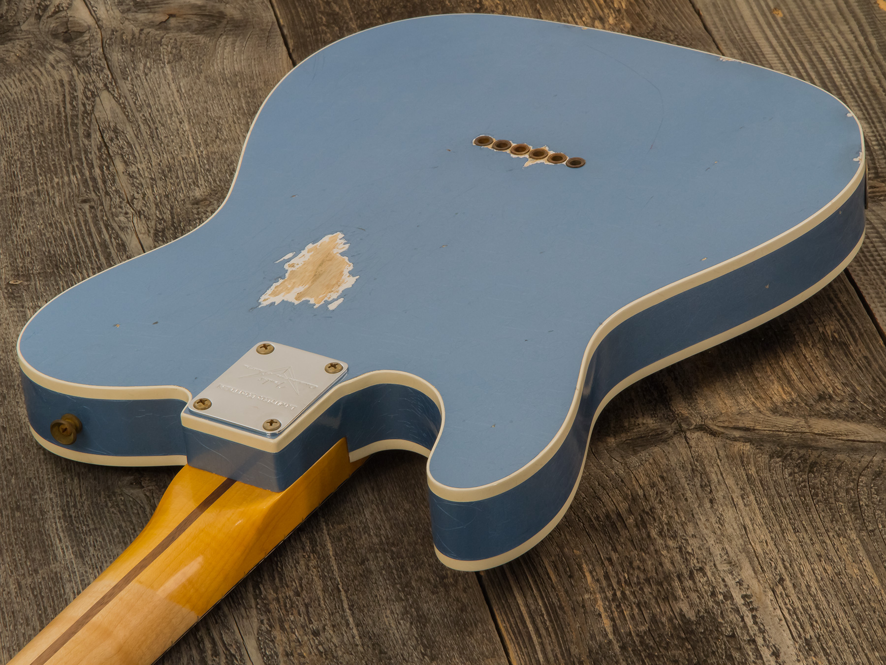 Fender Custom Shop Tele Custom Tomatillo 2s Ht Mn #r110879 - Relic Lake Placid Blue - Tel shape electric guitar - Variation 4