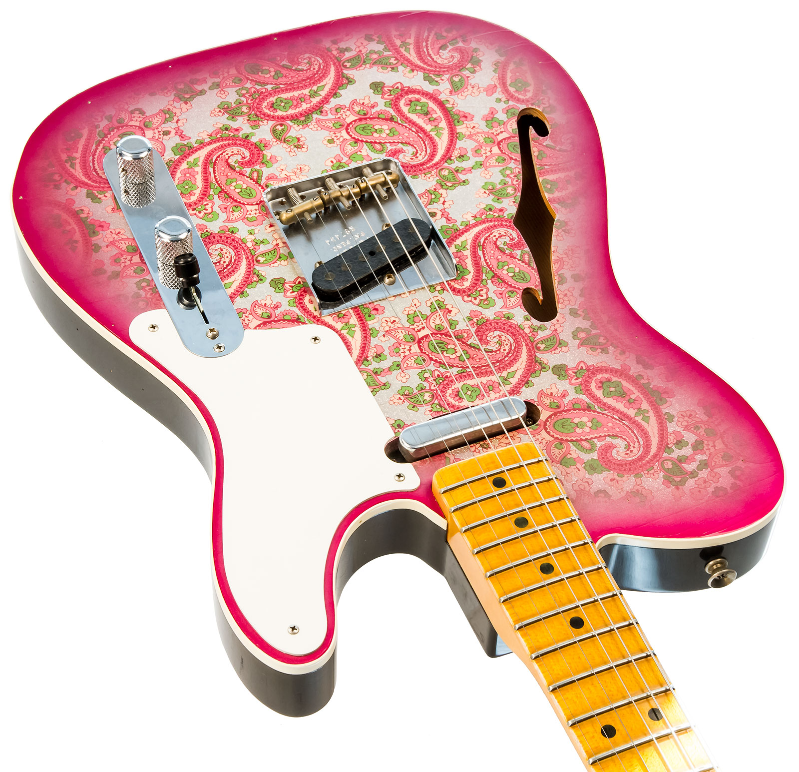 Fender Custom Shop Double Esquire/tele Custom 2s Ht Mn #r97434 - Journeyman Relic Aged Pink Paisley - Semi-hollow electric guitar - Variation 3