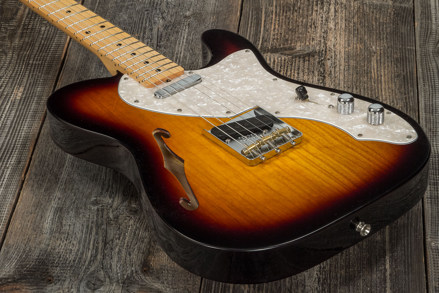 Fender Custom Shop Tele Thinline '50s 2s Ht Mn #r128616 - Closet Classic 2-color Sunburst - Tel shape electric guitar - Variation 3