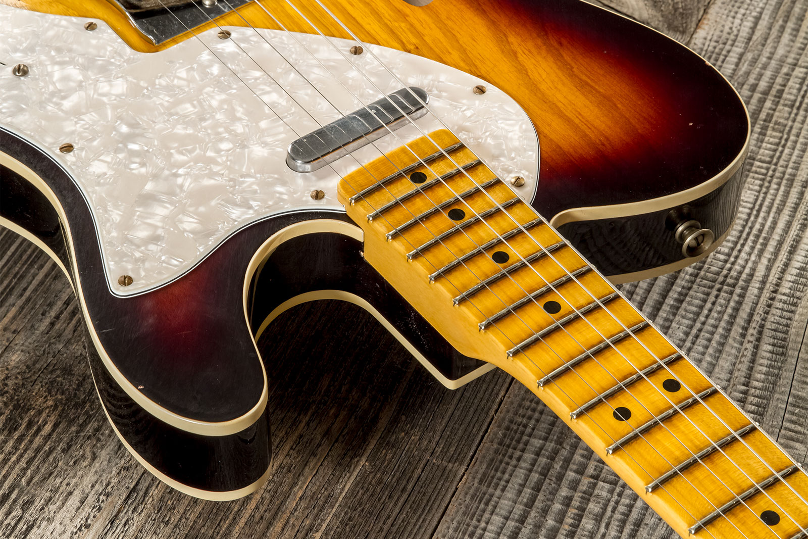 Fender Custom Shop Tele Thinline 50s Mn #cz574212 - Journeyman Relic Aged 2-color Sunburst - Tel shape electric guitar - Variation 5