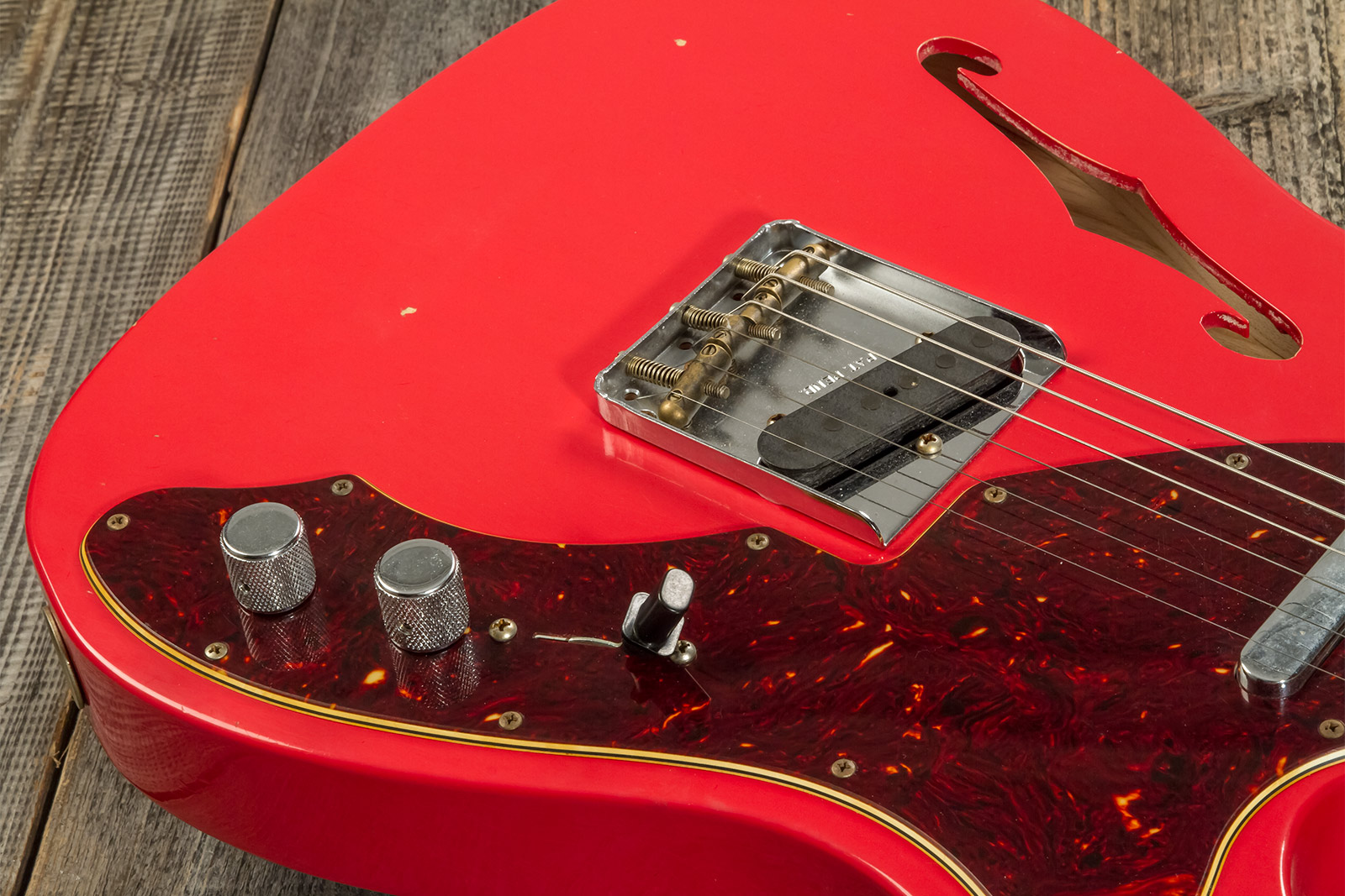 Fender Custom Shop Tele Thinline '60s Ltd 2s Ht Rw #cz544990 - Journeyman Relic Fiesta Red - Semi-hollow electric guitar - Variation 9