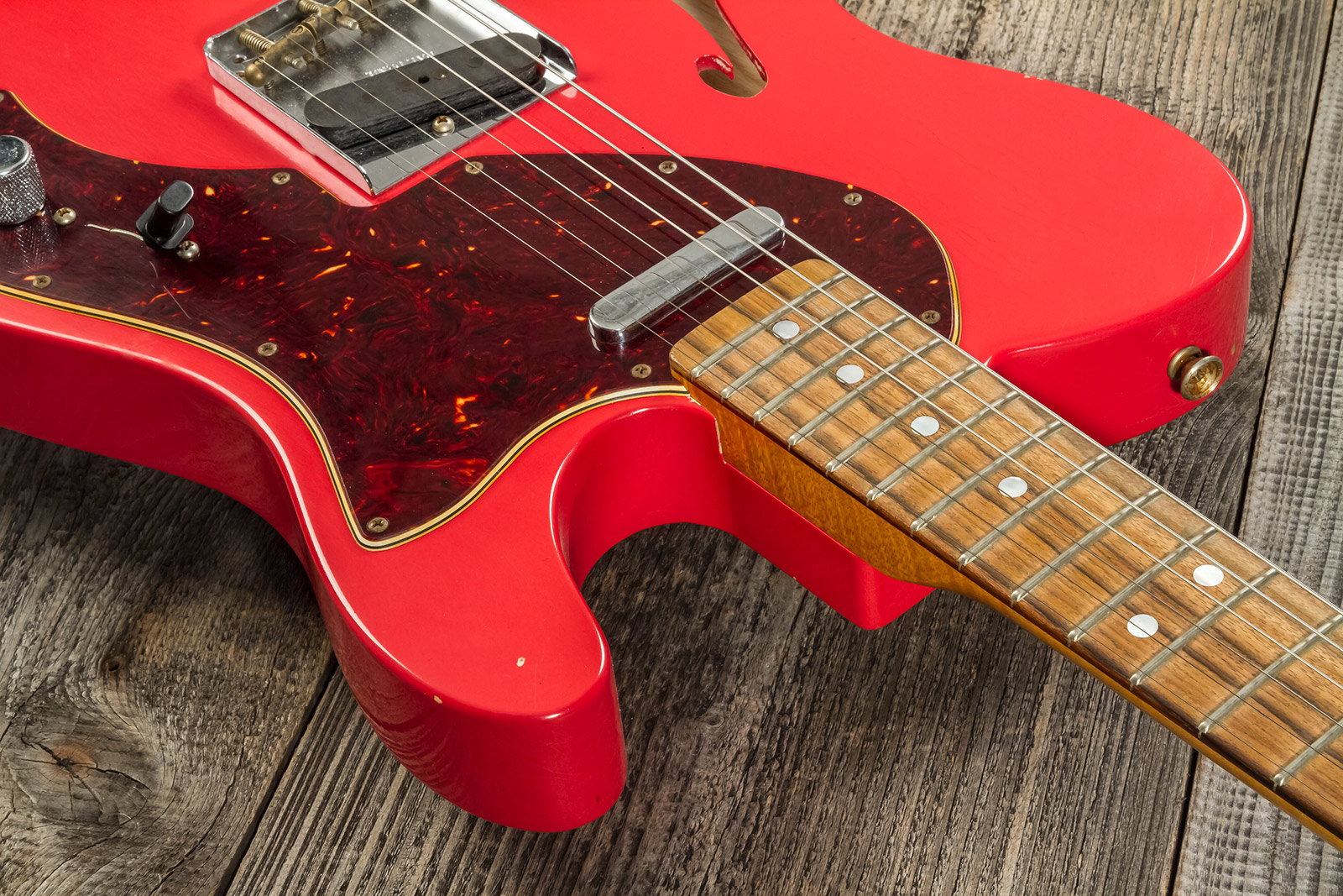 Fender Custom Shop Tele Thinline '60s Ltd 2s Ht Rw #cz544990 - Journeyman Relic Fiesta Red - Semi-hollow electric guitar - Variation 8