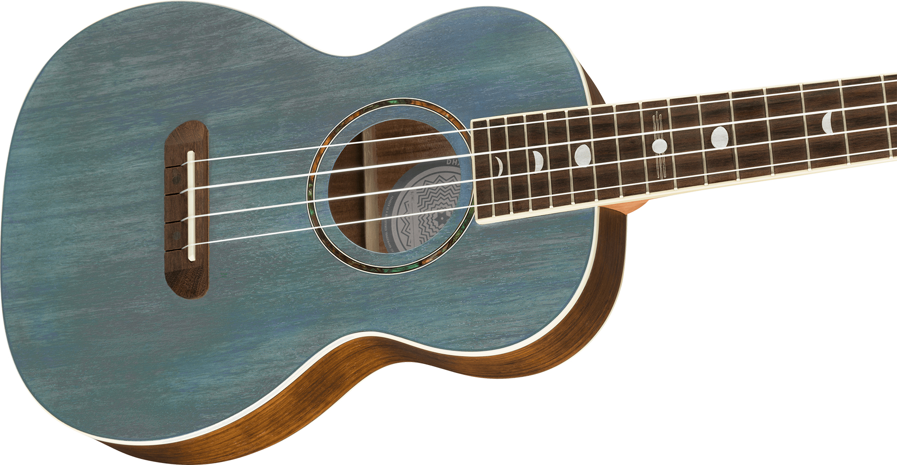 Fender Dhani Harrison Uke Signature Tenor Tout Ovangkol Noy +housse - Turquoise - Ukulele - Variation 2