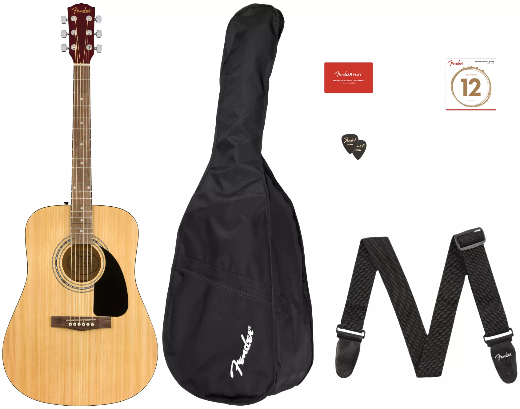 Dreadnought　Fender　guitar　FA-115　Acoustic　natural　Pack　set