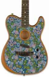 Acoustic guitar & electro Fender American Acoustasonic Telecaster FSR Ltd (USA) - Blue flower