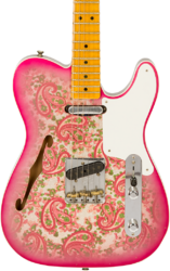 Semi-hollow electric guitar Fender Custom Shop Double Esquire Custom #R97434 - Journeyman relic aged pink paisley