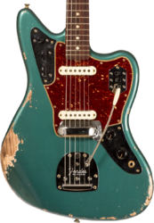 Retro rock electric guitar Fender Custom Shop 1962 Jaguar #R138212 - Heavy relic sherwood green metallic