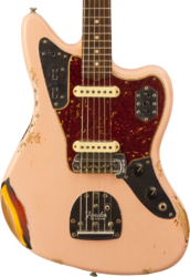 Retro rock electric guitar Fender Custom Shop 1962 Jaguar #R141280 - Heavy Relic Shell Pink o. 3-Color Sunburst