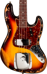 Solid body electric bass Fender Custom Shop 1961 Jazz Bass #CZ572155 - Heavy relic 3-color sunburst