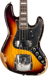 Solid body electric bass Fender Custom Shop Jazz Bass Custom #CZ575919 - Heavy relic 3-color sunburst
