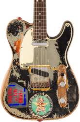 Signature electric guitar Fender Custom Shop Joe Strummer Telecaster Masterbuilt Paul Waller Ltd - Super Heavy Relic Black o. 3-Color Sunburst
