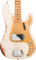 Solid body electric bass Fender Custom Shop 1958 Precision Bass #CZ569181 - Heavy relic vintage white