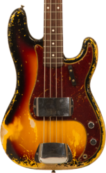 Solid body electric bass Fender Custom Shop 1962 Precision Bass Masterbuilt Denis Galuszka #R119482 - Heavy relic 3-color sunburst