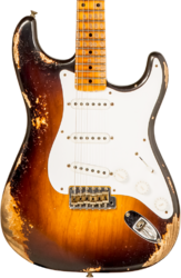 Str shape electric guitar Fender Custom Shop 70th Anniversary 1954 Stratocaster Ltd #XN4309 - Heavy relic wide fade 2-color sunburst