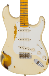 Tel shape electric guitar Fender Custom Shop 1956 Stratocaster #CZ550419 - Heavy relic vintage white over sunburst
