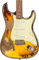Str shape electric guitar Fender Custom Shop 1959 Stratocaster #CZ569850 - Super heavy relic aged chocolate 3-color sunburst