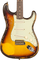Str shape electric guitar Fender Custom Shop 1959 Stratocaster #CZ571958 - Super heavy relic aged chocolate 3-color sunburst