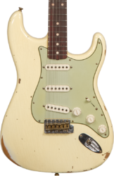 Str shape electric guitar Fender Custom Shop 1959 Stratocaster #R117393 - Relic aged vintage white