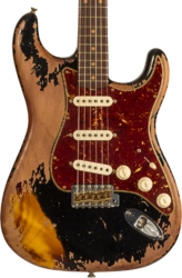 Str shape electric guitar Fender Custom Shop 1960 Stratocaster Roasted #CZ581210 - Super Heavy Relic Black o. 2-Color Sunburst