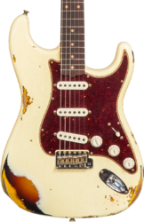 Str shape electric guitar Fender Custom Shop Stratocaster 1961 #CZ563376 - Heavy relic vintage white/3-color sunburst