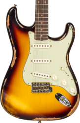Str shape electric guitar Fender Custom Shop 1961 Stratocaster #CZ573663 - Heavy relic aged 3-color sunburst
