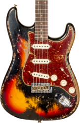 Str shape electric guitar Fender Custom Shop 1961 Stratocaster #CZ576153 - Super heavy relic black o. 3-color sunburst