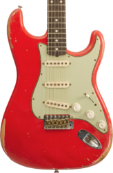 Str shape electric guitar Fender Custom Shop Stratocaster 1961 Masterbuilt Kyle McMillin #R132221 - Relic Fiesta red