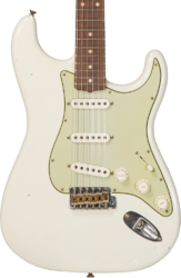 Str shape electric guitar Fender Custom Shop 1962/63 Stratocaster - Journeyman relic olympic white 