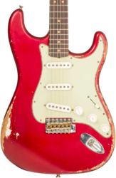 Str shape electric guitar Fender Custom Shop Stratocaster 1964 Masterbuilt Paul Waller #R129130 - Heavy relic candy apple red