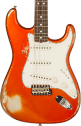 Str shape electric guitar Fender Custom Shop 1969 Stratocaster #R132166 - Heavy relic candy tangerine