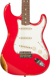 Str shape electric guitar Fender Custom Shop Late 1964 Stratocaster #CZ568395 - Relic aged fiesta red