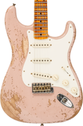 Str shape electric guitar Fender Custom Shop Red Hot Stratocaster #CZ579150 - Super heavy relic dirty shell pink