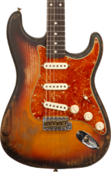 Solid body electric guitar Fender Custom Shop Stratocaster Sandblasted Masterbuilt Paul Waller - Heavy relic 3-color sunburst