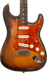 Str shape electric guitar Fender Custom Shop Stratocaster Sandblasted Masterbuilt Paul Waller #R117542 - Heavy relic 3-color sunburst