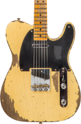 Tel shape electric guitar Fender Custom Shop 1952 Telecaster #R131382 - Heavy relic aged nocaster blonde
