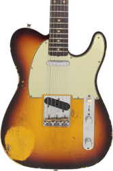 Tel shape electric guitar Fender Custom Shop 1960 Telecaster - Heavy relic chocolate 3-color sunburst