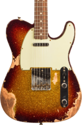 Tel shape electric guitar Fender Custom Shop 1963 Telecaster #R141275 - Heavy Relic Sparkle 3-Color Sunburst